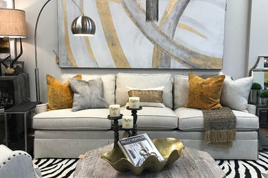Example of a transitional living room design in Other