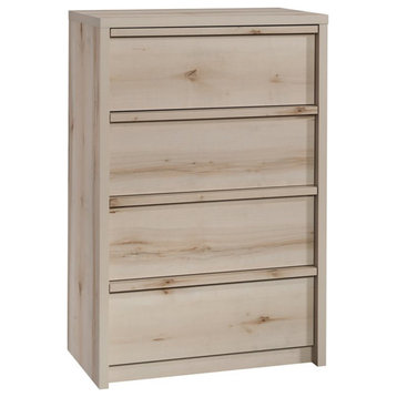 Pemberly Row Engineered Wood 4-Drawer Bedroom Chest in Pacific Maple