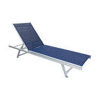 CorLiving Gallant Reclining Patio Lounger, Navy Blue
