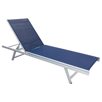 CorLiving Gallant Reclining Patio Lounger, Navy Blue