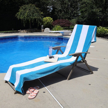 100% Cotton Cabana Striped Lounge Chair Towel, Turquoise