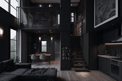 The Black Studio - Düsseldorf, Dunkles Interieur, Holz, Beton, Modern
