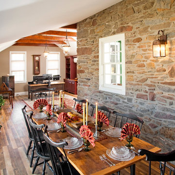 Beautiful Dinning Room on Enclosed Stone Farmhouse Porch