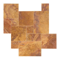 Autumn Blend Brushed & Chiseled Travertine Tiles - Wall And Floor Tile