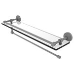 Allied Brass - Wavwely Place Paper Towel Holder with 22" Gallery Glass Shelf, Matte Gray - Maximize space and efficiency with this beautiful glass shelf and paper towel holder combination. Gallery rail will keep your items secure while the integrated paper towel holder provides a creative space for your roll. Made of solid brass and tempered