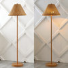 Nando 61" 2-Light Iron/Rattan LED Floor Lamp With Pull-Chain, Brown Wood Finish