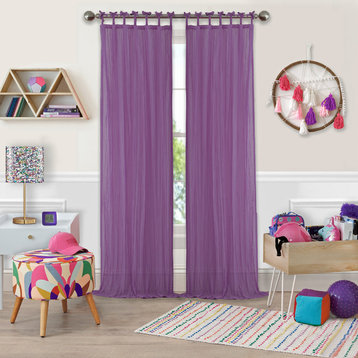Greta Sheer Single Window Curtain, Purple, 50"x95"