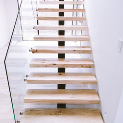 Bleached Southern Pecan stairs. - Wood Flooring
