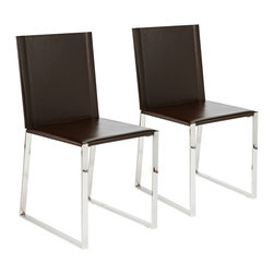Euro Style - Cora Dark Brown Bonded Leather Side Chair Set of 2 - Bar Stools And Counter Stools