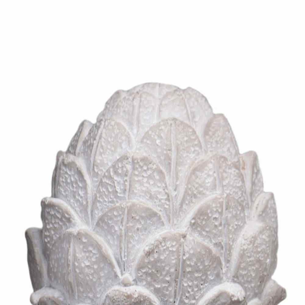 View of Textured Cement Artichoke Statuette with Stable Base, Large, White ...
