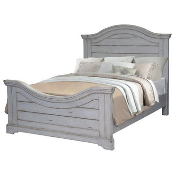 American Woodcrafters Stonebrook Antique Gray Wood King Panel Bed