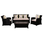International Home Miami - Atlantic Staffordshire 4-Piece Seating Set With Light Grey Cushions | Wicker - It is made of synthetic resin wicker, also known as all-weather wicker and frame made of rust resistant aluminum. Synthetic wicker is made of polyethylene fiber and is well known for its ability to withstand immense downpours and full sun alike making it a favorite choice for patio or outdoor furniture. Main properties of all-weather wicker include its sustainability, durability to the sun’s UV radiation and water, lightweight, and modern look