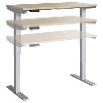 Bowery Hill 48" Engineered Wood Adjustable Standing Desk in Natural Elm/Silver