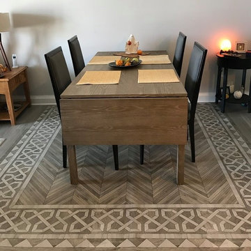 Dining room floor cloth wood inlay design