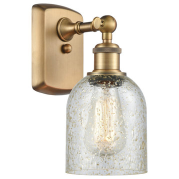 Caledonia 1-Light Sconce, Brushed Brass, Mica