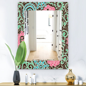 Designart Pink Blossom 26 Traditional Frameless Wall Mirror, 28x40