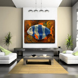 Stripped Fish on Wall - Paintings