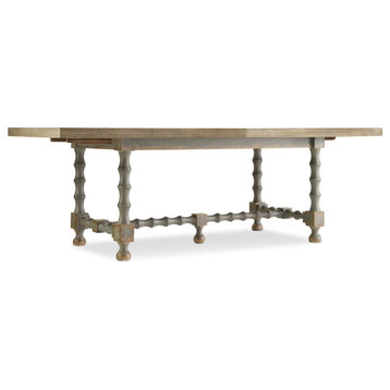 Ciao Bella 84" Trestle Table With 2-18" Leaves-Natural/Gray