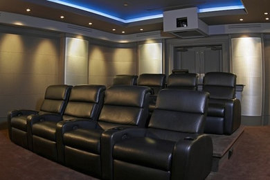 Home theater - transitional home theater idea in Los Angeles