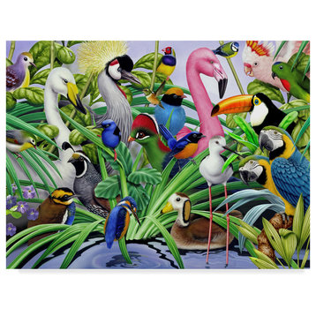 "Tropical Birds In Jungle" by Howard Robinson, Canvas Art