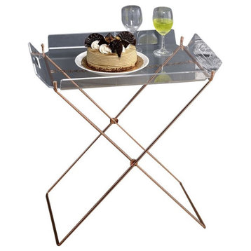 Bowery Hill Tray Table in Clear Acrylic and Copper