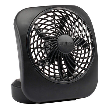 O2-Cool FD05004BLK Battery Operated Portable Fan, 2-Speed, Black, 5"