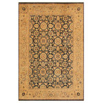 Bareens Designer Rugs - Antique Vegetable Dyed Agra Tabriz Blue/Tan Wool Rug - 8'10'' x 12'5'' - Designed with mesmerizing intricacy and gorgeous color palette, this hand-knotted masterpiece demonstrates the beauty and electrifying thrill of Pak Persian art. These meticulously hand-knotted Pak-Persian rug is made with pure wool and features breathtaking traditional, transitional, and tribal designs in bold luxurious color pallets. Known for their intricate designs these rugs are a reproduction of Persian rugs, made in Pakistan with unique Mughal designs. Made by master weavers using the same Persian texture, design and dying technique, we wanted to produce the most significant manifestation of Persian art, life, and culture. This rug is most famous for its exceptional quality, incredible designs, patterns, and vibrant rich color. Pak-Persian rugs made with Persian weave with high knot counts, which enables the high intricacy and detail found in the patterns are also referred to as "State of art", each color adds a rich beautiful detail in the artwork of this rug. The design, color, and beautiful chromatic composition with a vibrant sheen with intricate designs, exude beauty, elegance, and quality make this rug a masterpiece of its own.