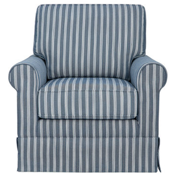 Riley Traditional Striped Upholstered Skirted Swivel Accent Chair