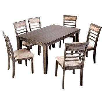 Furniture of America Alyssum Rustic Wood 7-Piece Dining Set in Weathered Gray