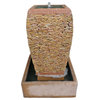 Peach Pebble Stacked Square Urn Fountain
