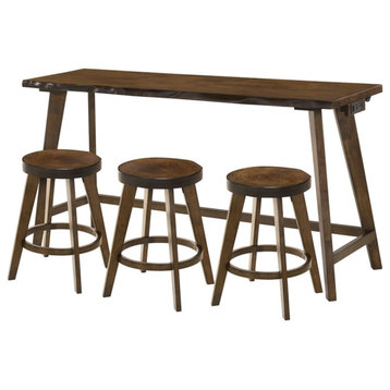 Furniture of America Belma Wood 4-Piece Counter Height Table Set in Dark Walnut
