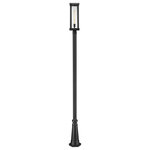 Z-Lite - Z-Lite 586PHMR-519P-BK Glenwood 1 Light Outdoor Post Mounted Fixture, 114 Inch - From the Glenwood collection comes this sleek and modern outdoor post mounted fixture, complete with a tall dark black column topped with a matching aluminum lantern. This outdoor lighting piece also features a sturdy base in a classic lamppost style as well as a cylindrical clear glass globe sheathed around the bulb to protect against the elements. Place this outdoor light fixture along a pathway to your front door or in a backyard to accentuate the landscape.