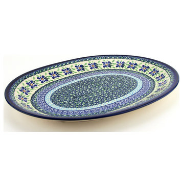 Polish Pottery Large Platter, Pattern Number: DU121