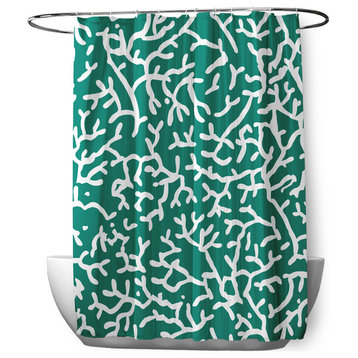 70"Wx73"L Seaweed Shower Curtain, Kelly Green