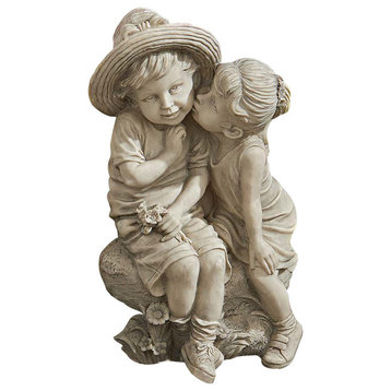 Kissing Kids Boy and Girl Statue