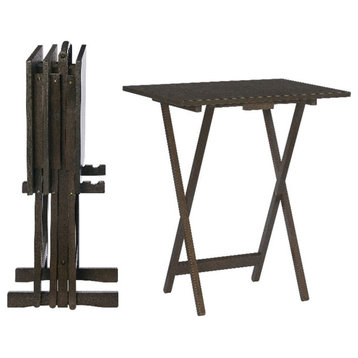 Linon Vivien Wood Tray Table Set in Gray