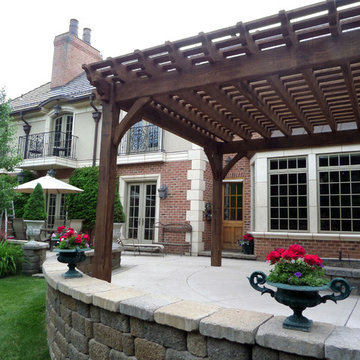 Traditional Home Adds Comfortable Timber Frame Pergola Shade
