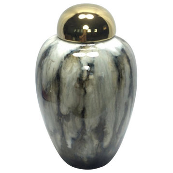 14" Urn With Gold Lid, Multi