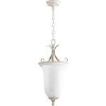 Quorum - Quorum 6872-2-70 Flora - Two Light Entry Pendant - Shade Included: TRUEFlora Two Light Entry Pendant Persian White White Linen Glass *UL Approved: YES *Energy Star Qualified: n/a  *ADA Certified: n/a  *Number of Lights: Lamp: 2-*Wattage:60w Medium bulb(s) *Bulb Included:No *Bulb Type:Medium *Finish Type:Persian White