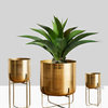 Gold Soho Planter with Detachable Metal Stand, Wide Planter
