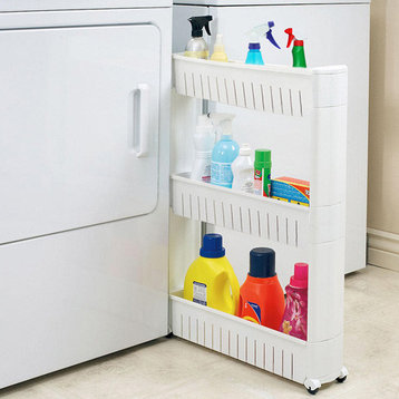 Modern Home Narrow Sliding Storage Organizer Rack - Laundry/Bathroom/Kitchen Po