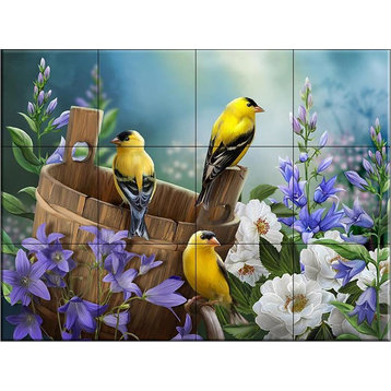 Ceramic Tile Mural, Goldfinch I, HP, by Henry Peterson