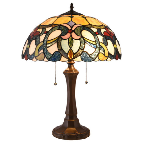 CHLOE Lighting August Tiffany Dark Bronze 2-Light Victorian Table Lamp