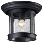 Z-Lite - Z-Lite 515F-BK Outdoor Flush Mount - Outdoor Flush Mount Light - This cast aluminum outdoor flush mount uses seedyOutdoor Flush Mount  Black Clear Seedy Gl *UL Approved: YES Energy Star Qualified: n/a ADA Certified: n/a  *Number of Lights: Lamp: 1-*Wattage:100w Medium bulb(s) *Bulb Included:No *Bulb Type:Medium *Finish Type:Black