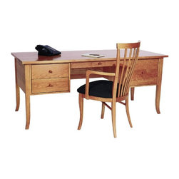 Large Wood Flare Leg Executive Desk - Desks And Hutches