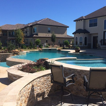 Freeform Travertine Pool with Negative Edge