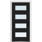 Verona Home Design - 36 in.x80 in. 4 Lite Clear Left-Hand Inswing Painted Fiberglass Smooth Door - Make a part of the past a part of your future with the Spotlights door collection from Verona Home Design. These classics styles have been reinvented for the modern world. Our fiberglass smooth front doors are virtually maintenance free and will not warp, rot, dent or split. They have fiberglass reinforced skin with insulated polyurethane cores, that will meet or exceed current energy code standards. Our factory prefinished doors come with a Limited Lifetime Warranty on both the door component and the prehung unit, a 10 year glass lite warranty and a 5 year warranty on the painted finish. Give your entryway unique character with a touch of the 20th century.