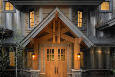 Inspiration for a rustic entryway remodel in Denver