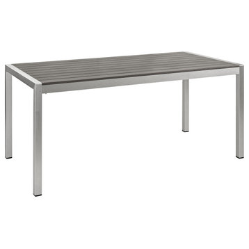 Shore Outdoor Aluminum Dining Table, Silver Gray