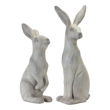 Rabbit, 2-Piece Set, 19.5"H, 24"H Stone Powder